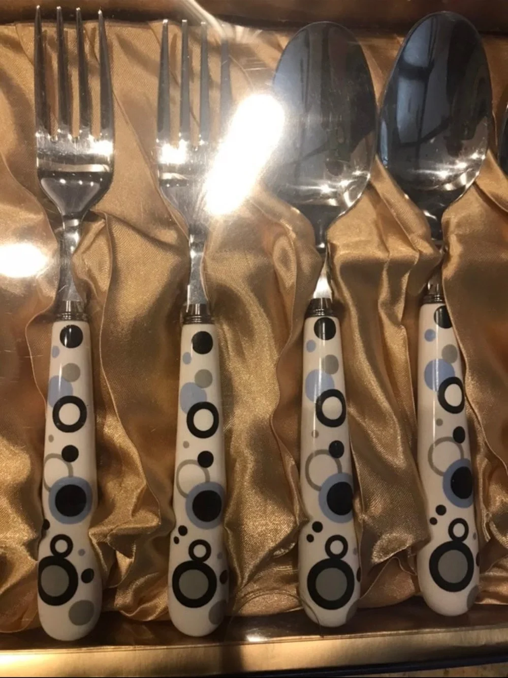 Joseph Sedgh Metal Handle stainless Polka Dot Flatware Set